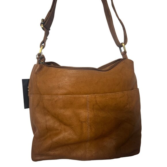 Great American Leather Works Tan Leather Shoulder Bag Crossbody Purse Adjustable - Picture 3 of 14